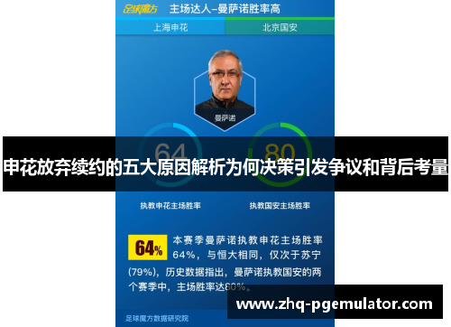 申花放弃续约的五大原因解析为何决策引发争议和背后考量 申花放弃续约的五大原因解析为何决策引发争议和背后考量